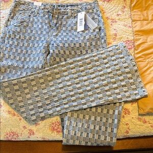 Grace Blue and White Checkered Flare Jeans